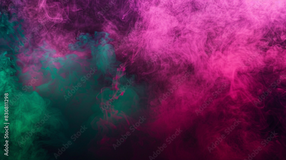 Forest green highlights add a vivid touch to the neon magenta smoke on stage, Forest green highlights add a vivid touch to the neon magenta smoke on stage,
