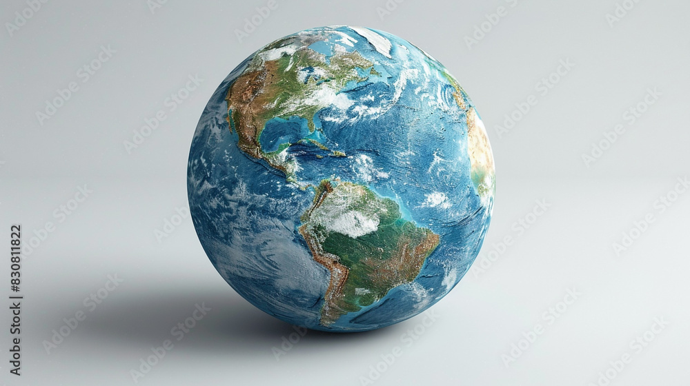 Fototapeta premium Blue and Green Earth on White Background