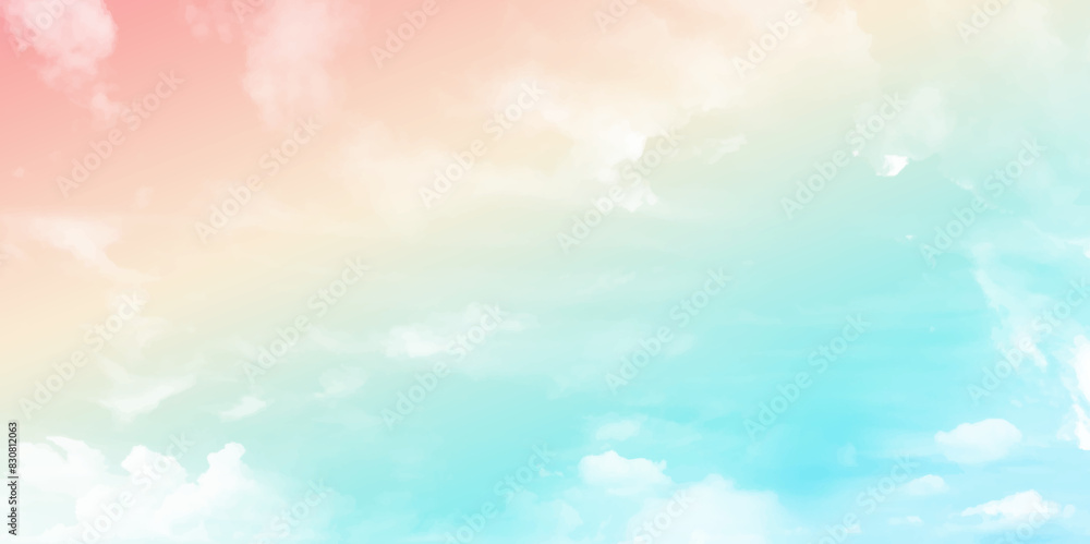 Pastel of sky and soft cloud abstract background. Cloud and sky with a pastel colored image. Vector illustration.