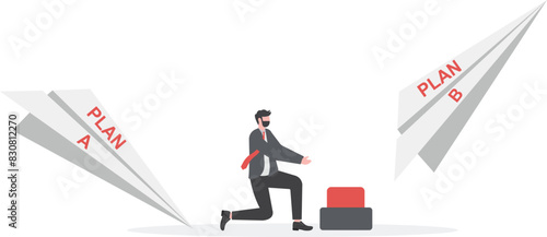 Launch of plan B. Business metaphor. Plan A and plan B. Vector illustration flat design. Success solution and failure. 

