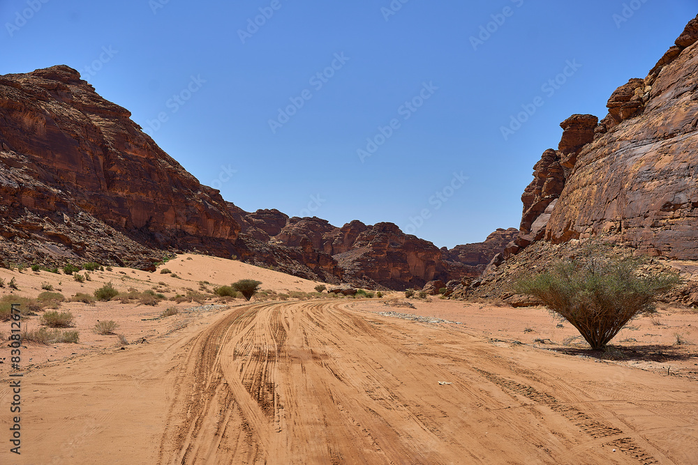 Mountains, An erosion formation in the desert near Elephant Rock, near Al-Ula, Saudi Arabia Mountains, An erosion formation in the desert near Elephant Rock, near Al-Ula, Saudi Arabia