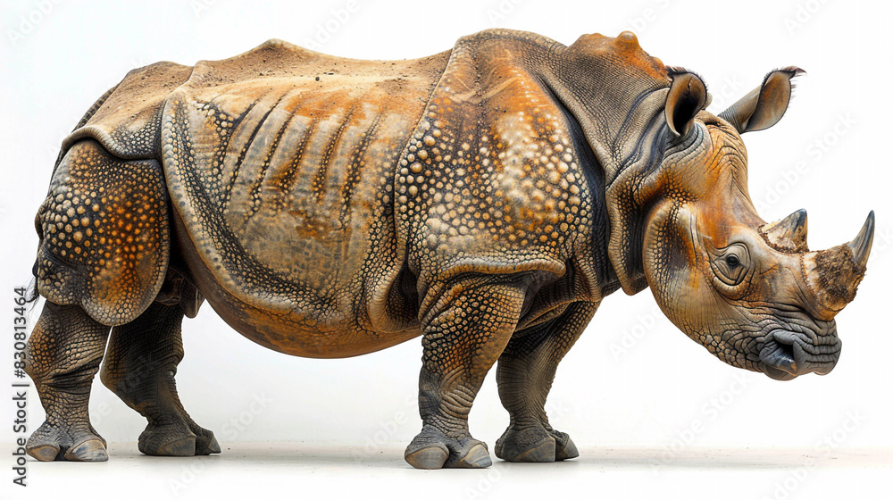 Fototapeta premium Close Up of Rhinoceros on White Background