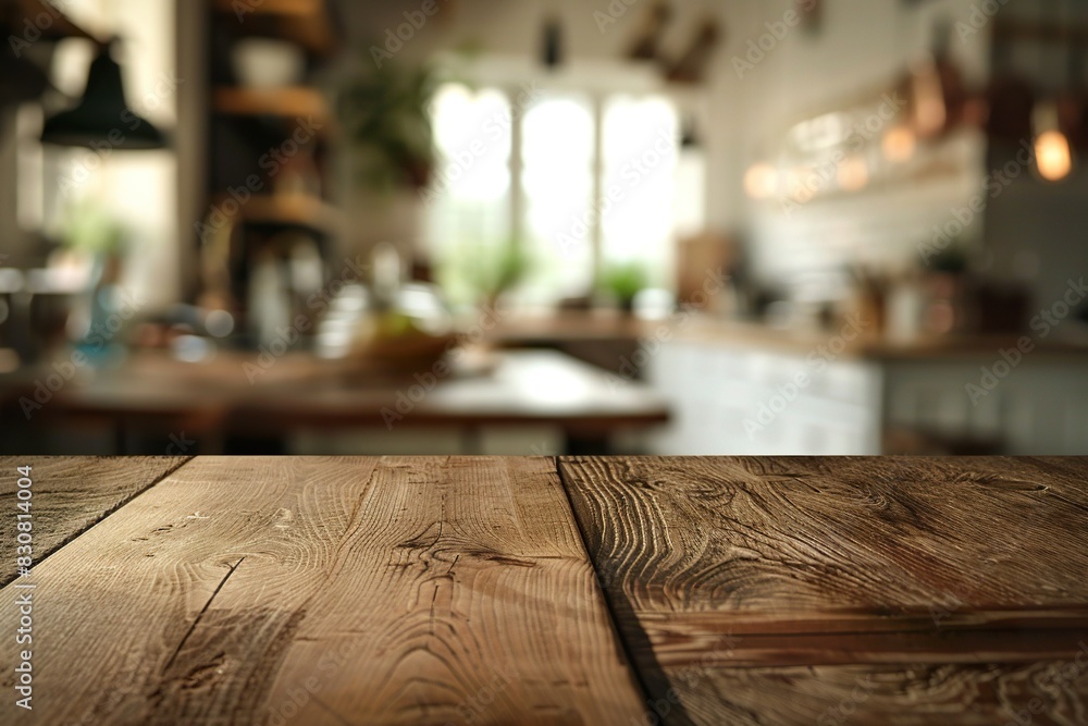 Captures a close-up of a wooden table Captures a close-up of a wooden table