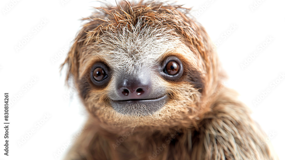 Close Up of Sloth on White Background Close Up of Sloth on White Background