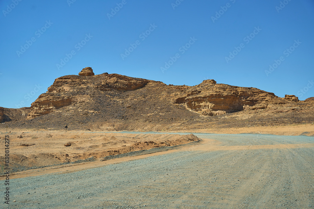 Mountains, An erosion formation in the desert near Elephant Rock, near Al-Ula, Saudi Arabia