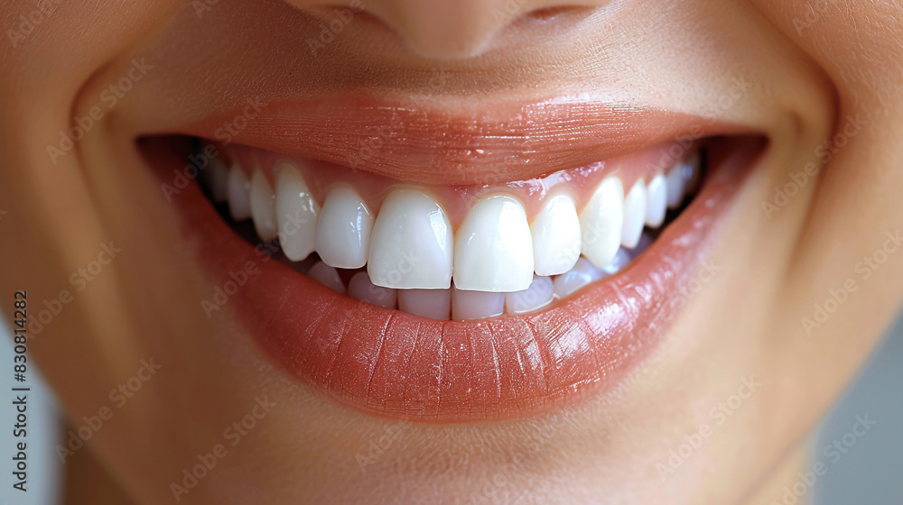 Close-Up of Womans Bright Smile With White Teeth Close-Up of Womans Bright Smile With White Teeth