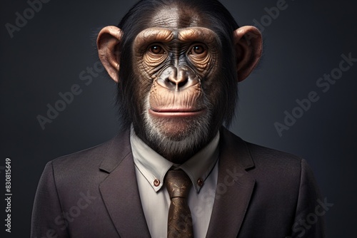 a monkey wearing a suit and tie © Cristina