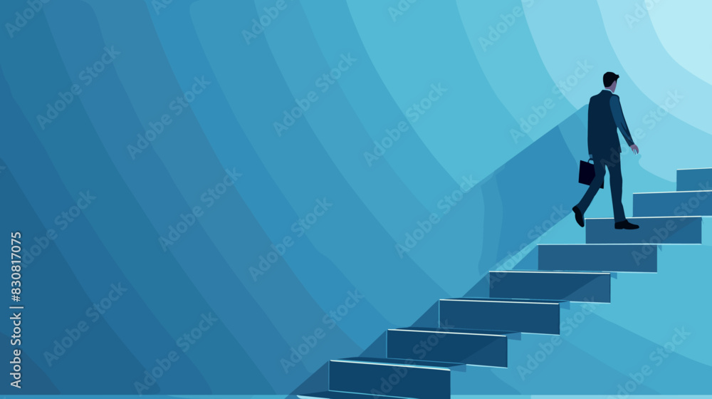 Businessman Skipping Stair Steps to Represent Career Advancement and Goal Achievement
