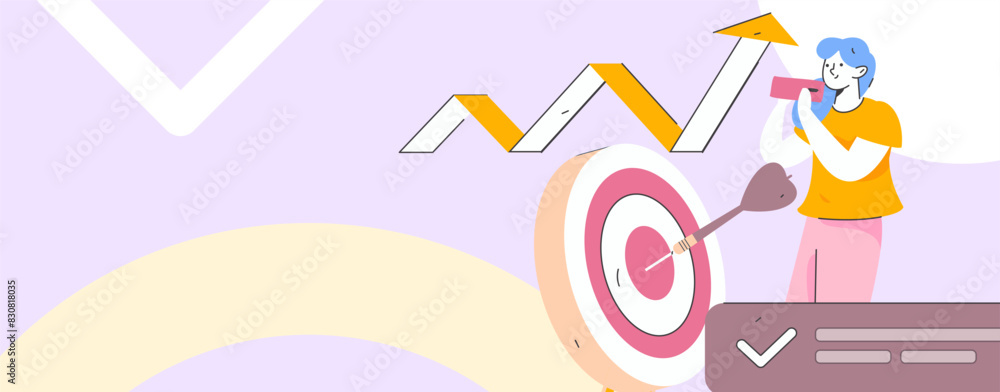 Fototapeta premium Marketing planning business characters flat vector concept operation hand drawn illustration 