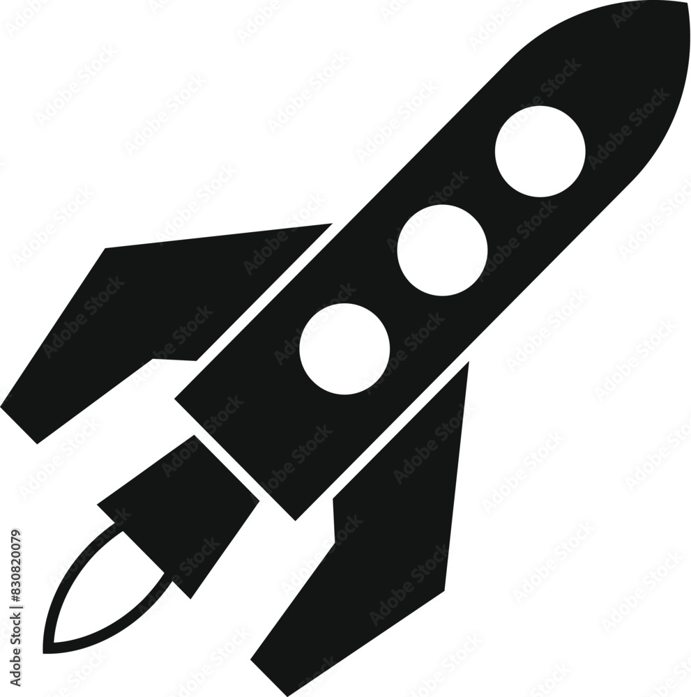 Black and white graphic of a stylized rocket, representing space exploration, innovation, and travel Black and white graphic of a stylized rocket, representing space exploration, innovation, and travel