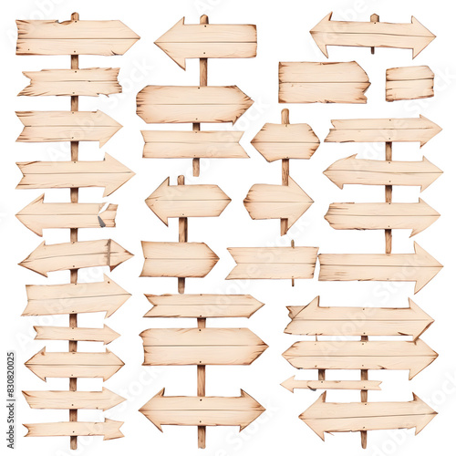 PNG set of wooden signs