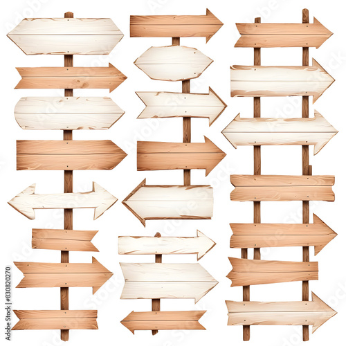 PNG set of wooden signs