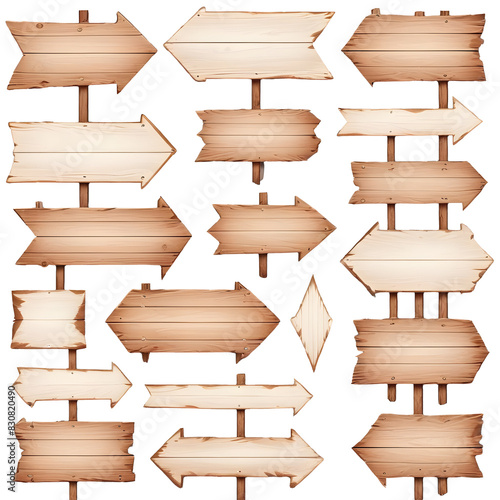 PNG set of wooden arrow