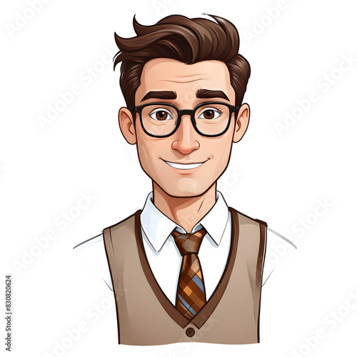 PNG businessman with glasses isolated