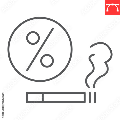 Excise tax line icon, taxation and business, cigarette tax vector icon, vector graphics, editable stroke outline sign, eps 10.