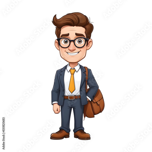 PNG cartoon businessman with glasses