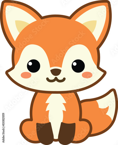 Cute fox in a kawaii style