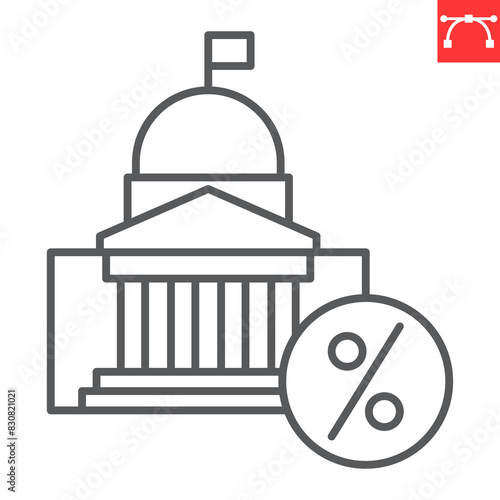 Federal income tax line icon, tax and finance, government vector icon, vector graphics, editable stroke outline sign, eps 10.