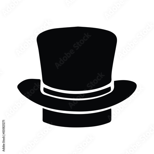 Top hat icon isolated on white background silhouette, elegant top hat icon