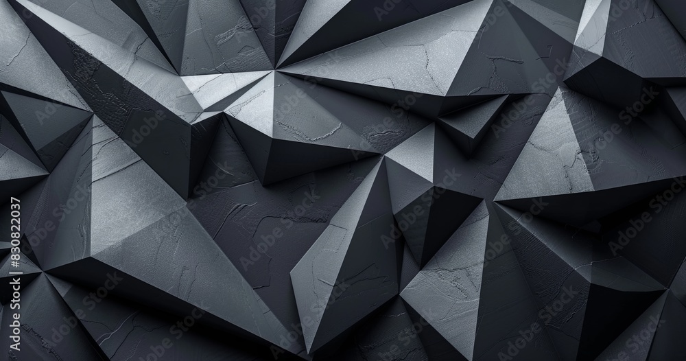 Fototapeta premium Black abstract background with geometric shapes.
