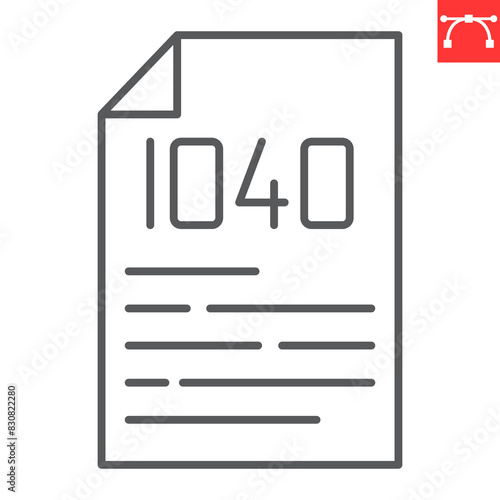 1040 tax form line icon, income and finance, irs tax form vector icon, vector graphics, editable stroke outline sign, eps 10.