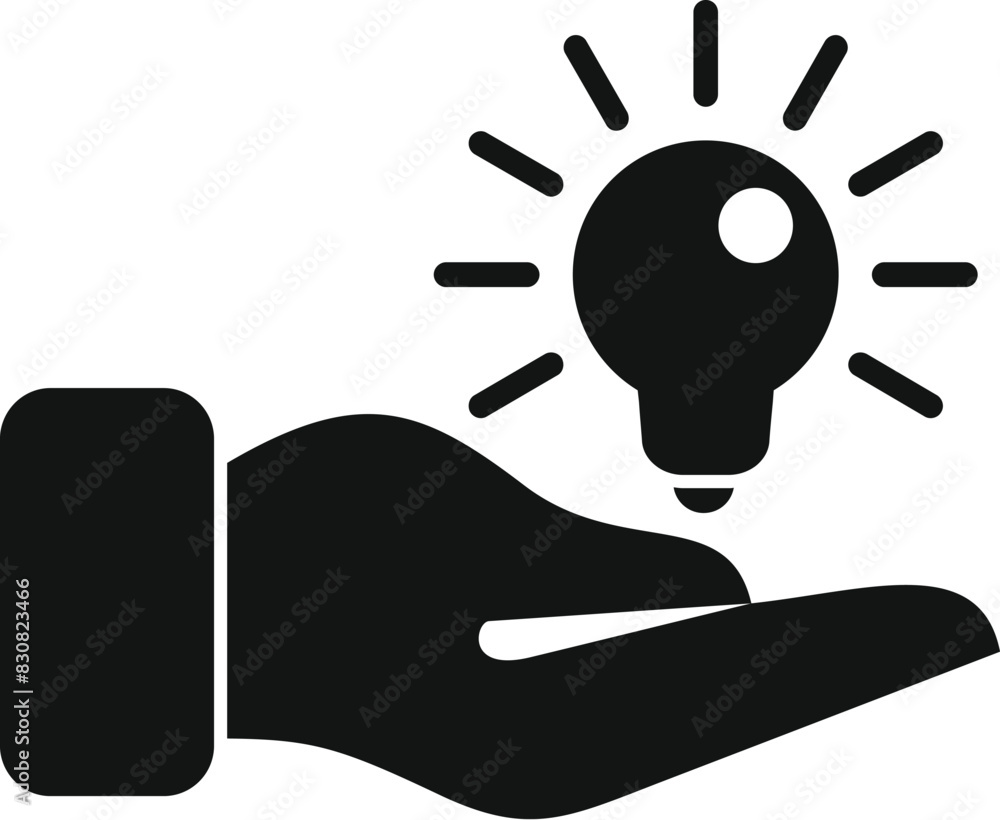 Flat design of a hand holding a lightbulb, symbolizing idea generation and innovation Flat design of a hand holding a lightbulb, symbolizing idea generation and innovation