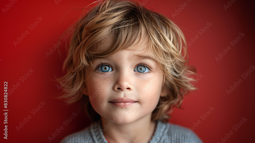 Professional studio photo portrait of a cute little boy, lovely kid with naive face, a child with a emotional expression, widescreen 16:9 Professional studio photo portrait of a cute little boy, lovely kid with naive face, a child with a emotional expression, widescreen 16:9