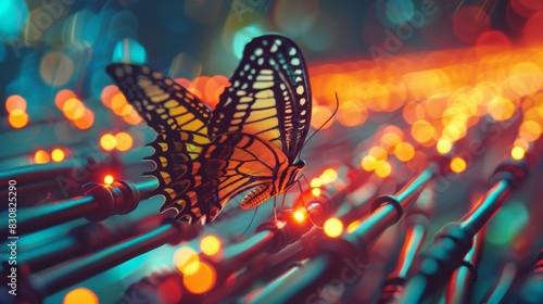 A butterfly is on a computer chip photo