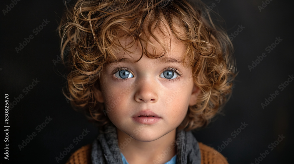 Professional studio photo portrait of a cute little boy, lovely kid with naive face, a child with a emotional expression, widescreen 16:9 Professional studio photo portrait of a cute little boy, lovely kid with naive face, a child with a emotional expression, widescreen 16:9