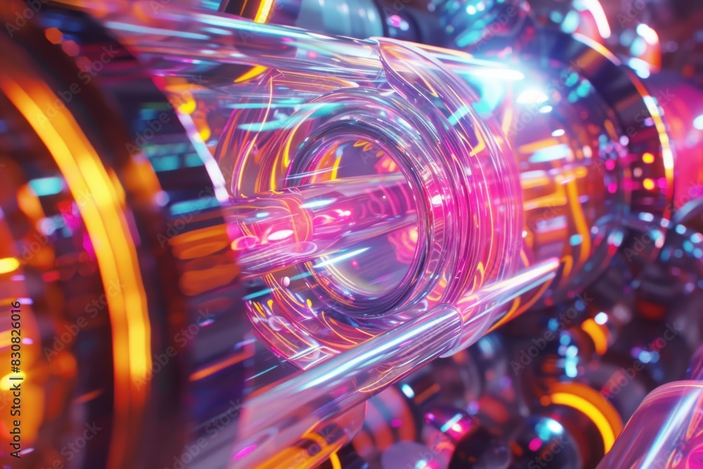 A colorful, abstract image of a tube with a glowing, neon light inside A colorful, abstract image of a tube with a glowing, neon light inside