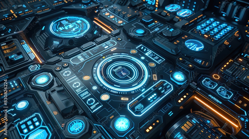 Futuristic UI Elements and Interfaces: Light Blue and Black Design, 8K Resolution, Cryptidcore Aesthetic with Rounded Captivating Heistcore Style Futuristic UI Elements and Interfaces: Light Blue and Black Design, 8K Resolution, Cryptidcore Aesthetic with Rounded Captivating Heistcore Style