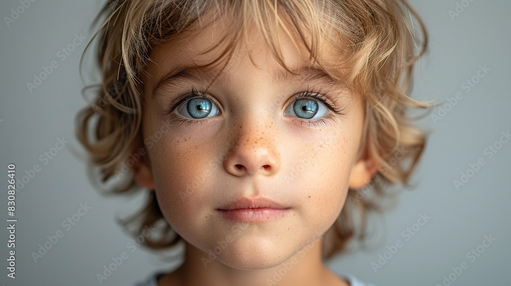 Professional studio photo portrait of a cute little boy, lovely kid with naive face, a child with a emotional expression, widescreen 16:9 Professional studio photo portrait of a cute little boy, lovely kid with naive face, a child with a emotional expression, widescreen 16:9