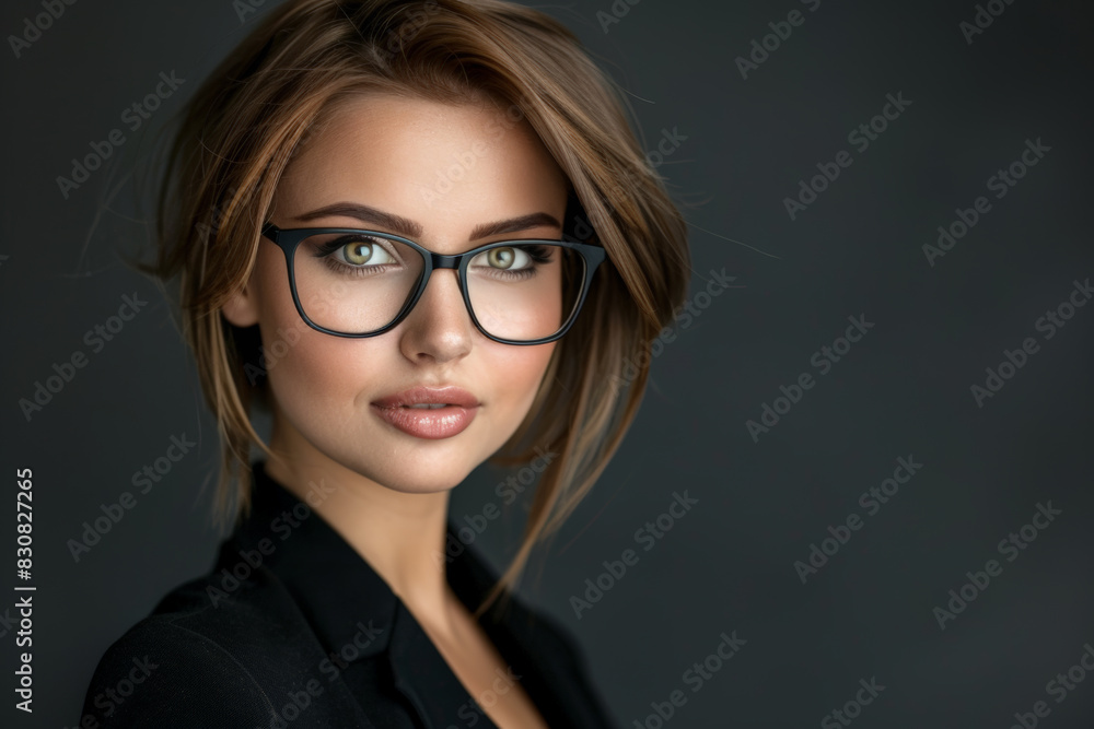 Head and shoulders portrait of beautiful young Caucasian woman, studio photo Head and shoulders portrait of beautiful young Caucasian woman, studio photo