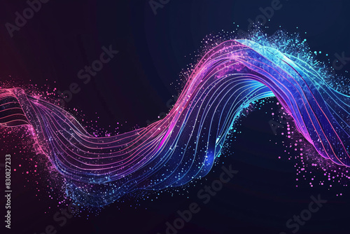 Technology data background glowing particles abstract futuristic and technology digital wave particles glowing background, 3D rendering