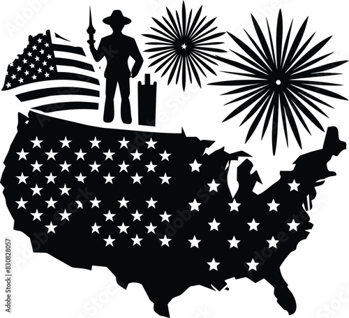 Independence day silhouette vector illustration design photo