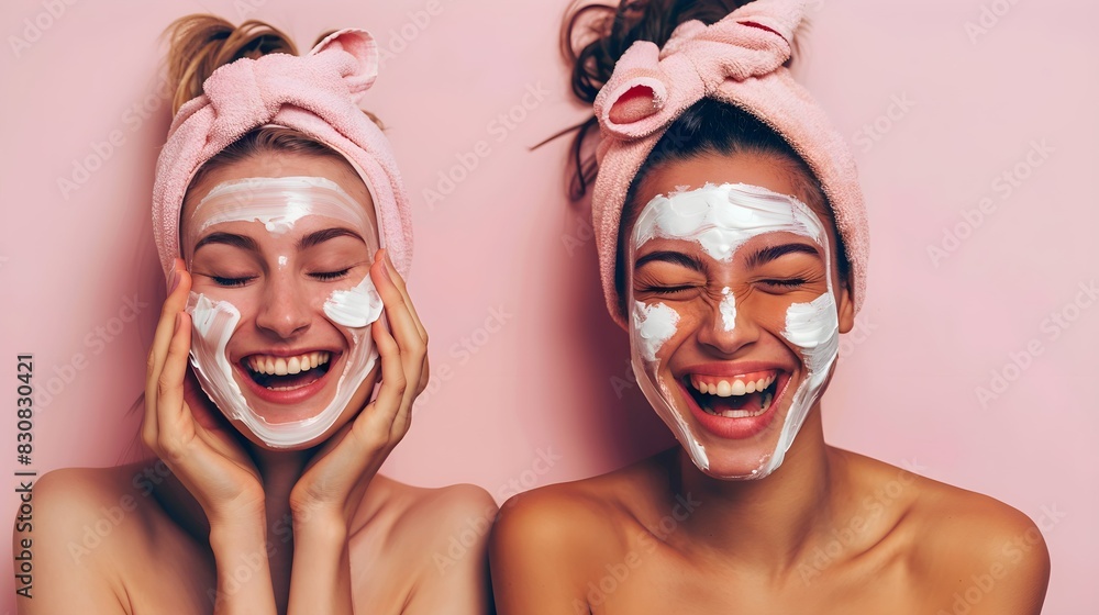 Two friends having fun having beauty treatment Two friends having fun having beauty treatment