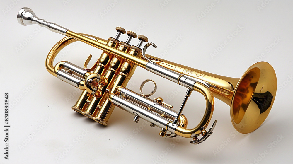 Obraz premium Brass Trumpet on White Background