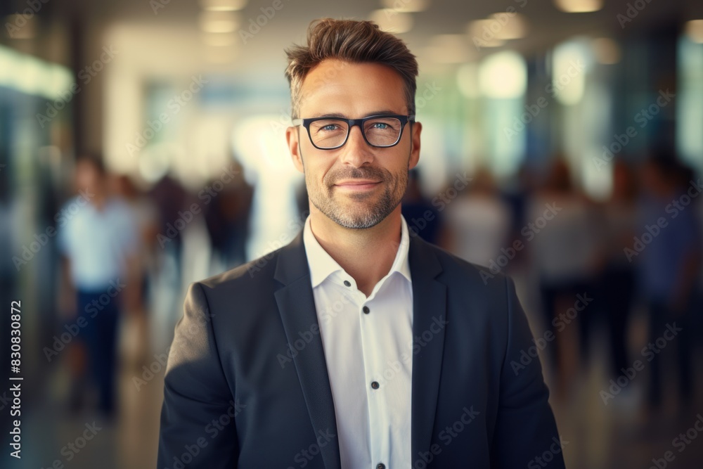 Portrait of handsome businessman with eyeglasses standing in office. Portrait of handsome businessman with eyeglasses standing in office.