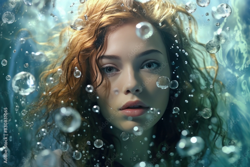 Portrait of a beautiful young woman underwater. Beauty, fashion. Portrait of a beautiful young woman underwater. Beauty, fashion.