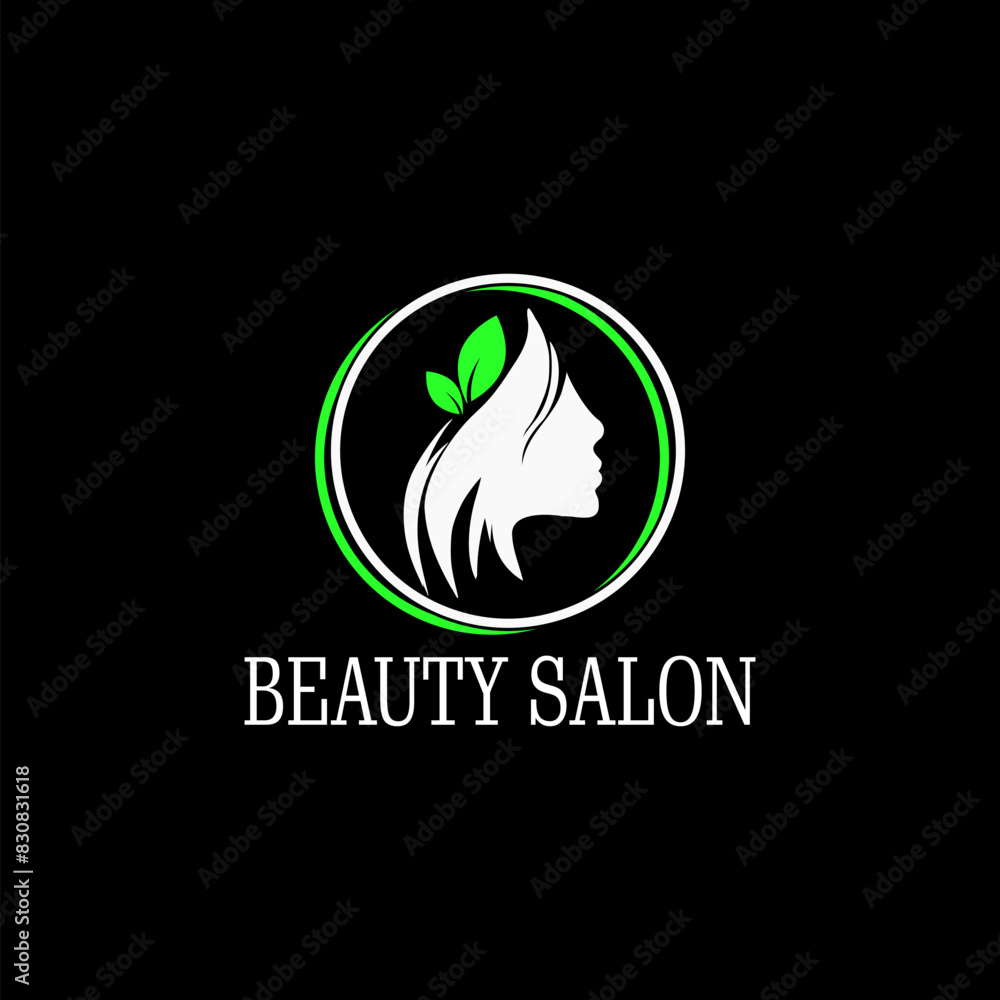 Woman's face design concept for beauty salon isolated on black background Woman's face design concept for beauty salon isolated on black background