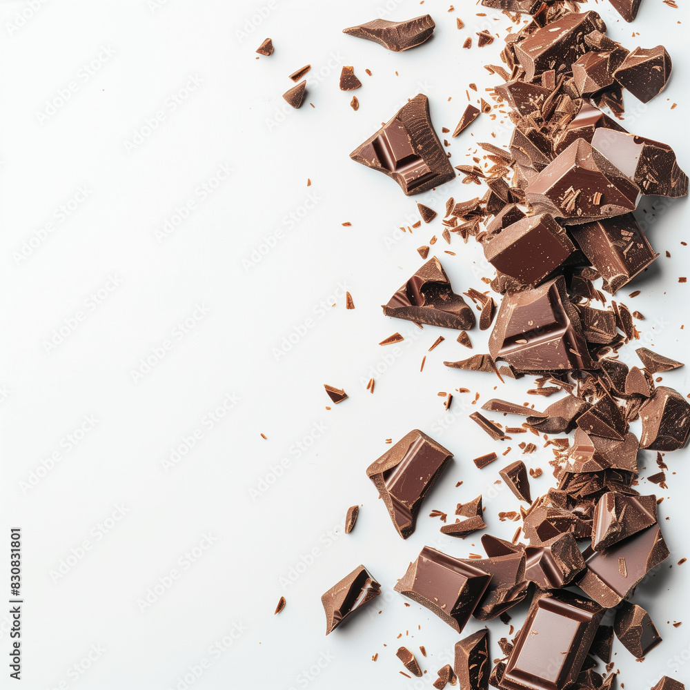 Fototapeta premium Chocolate Pieces in White Background