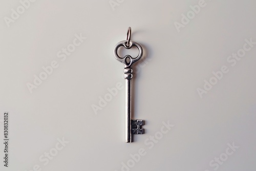 a silver key on a white surface © Alina