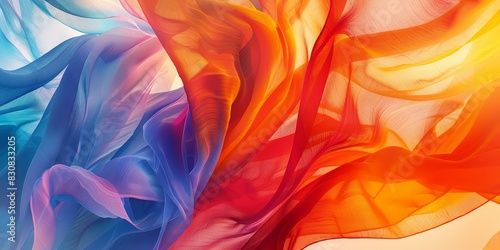 Stunning abstract scarf with vibrant colors, perfect for winter fashion campaigns. photo