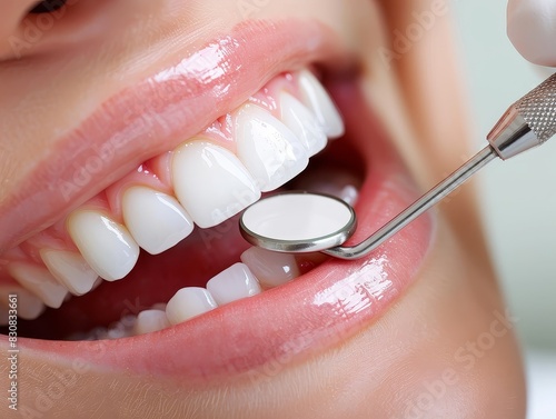 The dentist applies a gentle whitening gel, transforming dull teeth into radiant, white pearls. 