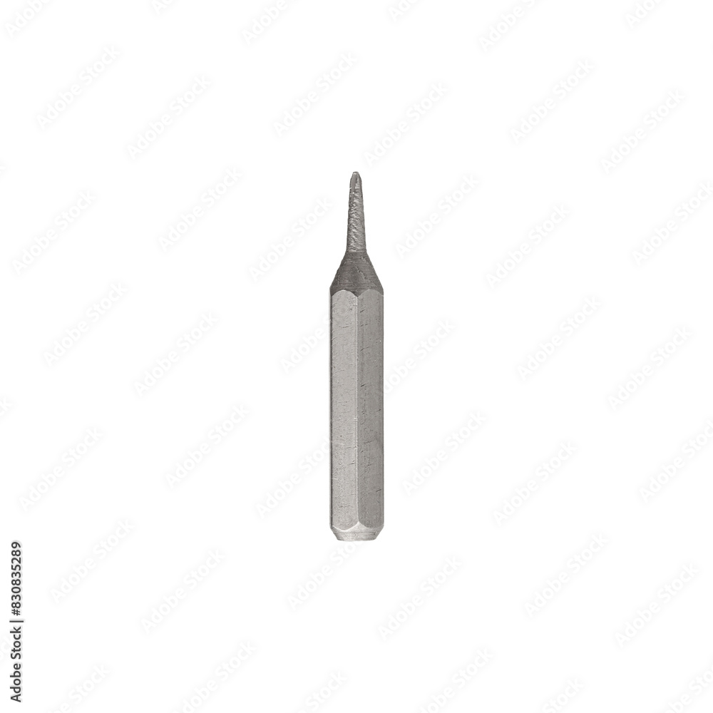 Iron bit for screwdriver and drill on Isolated on a white background close-up Iron bit for screwdriver and drill on Isolated on a white background close-up