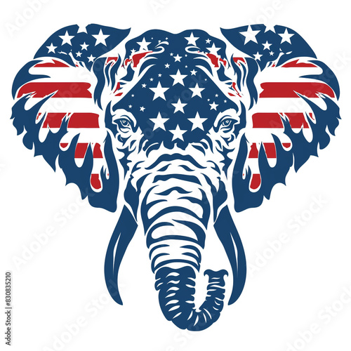 Elephant With American Flag on Head