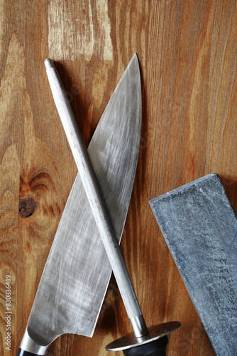 chef sharpening stick photo