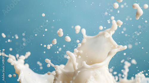 Milk splashes and forms intricate patterns as it collides with a surface, Milk splashes and forms intricate patterns as it collides with a surface, Splashes of milk in a glass

 photo