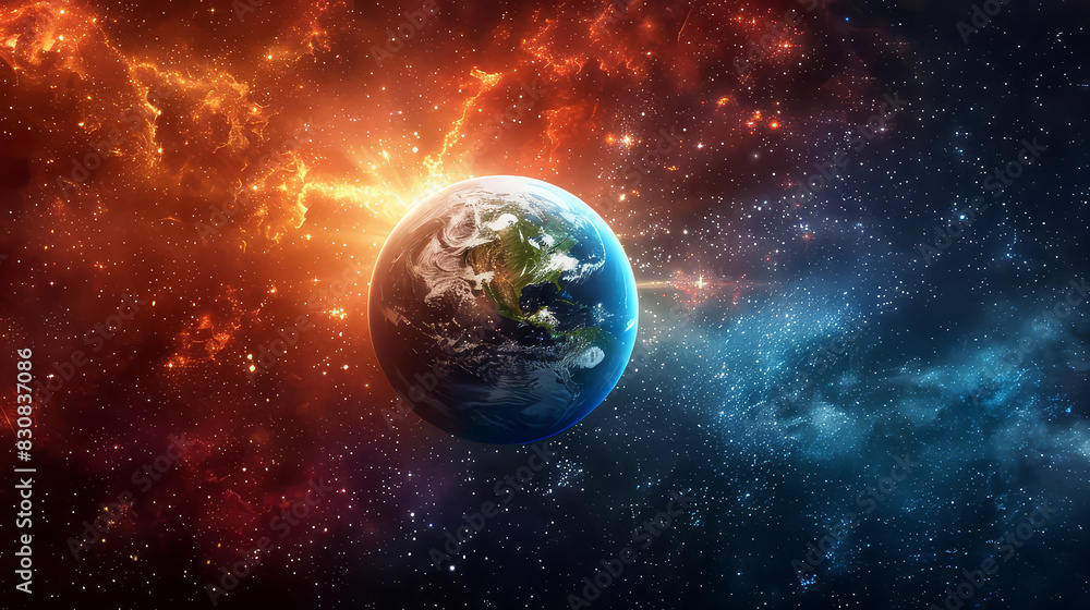 Fototapeta premium Unleash the Power of the Orbital Majesty on this Clean Background Explore the Potential of This Planetary Object