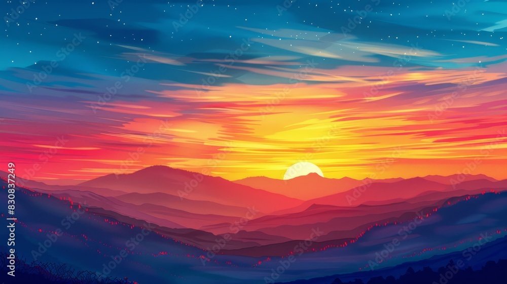 Breathtaking sunset floods the sky with vivid, dramatic hues. Breathtaking sunset floods the sky with vivid, dramatic hues.